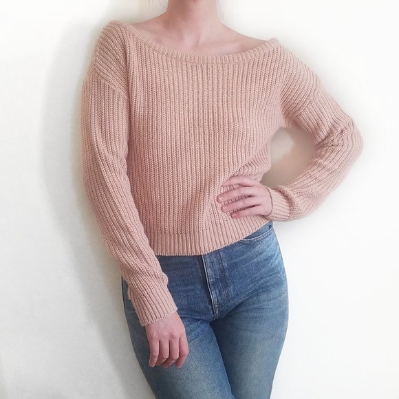 Missguided Sweaters - Missguided Blush Pink Scoop Neck Cropped Sweater